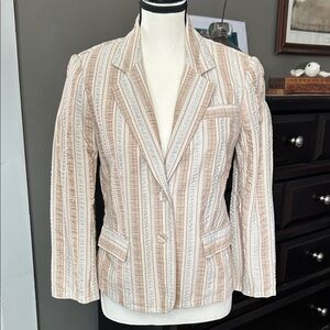 Club Monaco Beige Striped Blazer